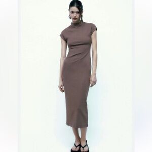 Zara NWT Mock Neck Maxi Dress (L)